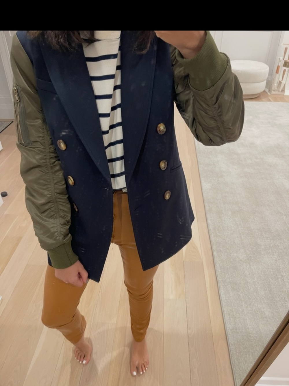 Veronica Beard Clausen Dickey Mixed Media Bomber Blazer Jacket Size 0